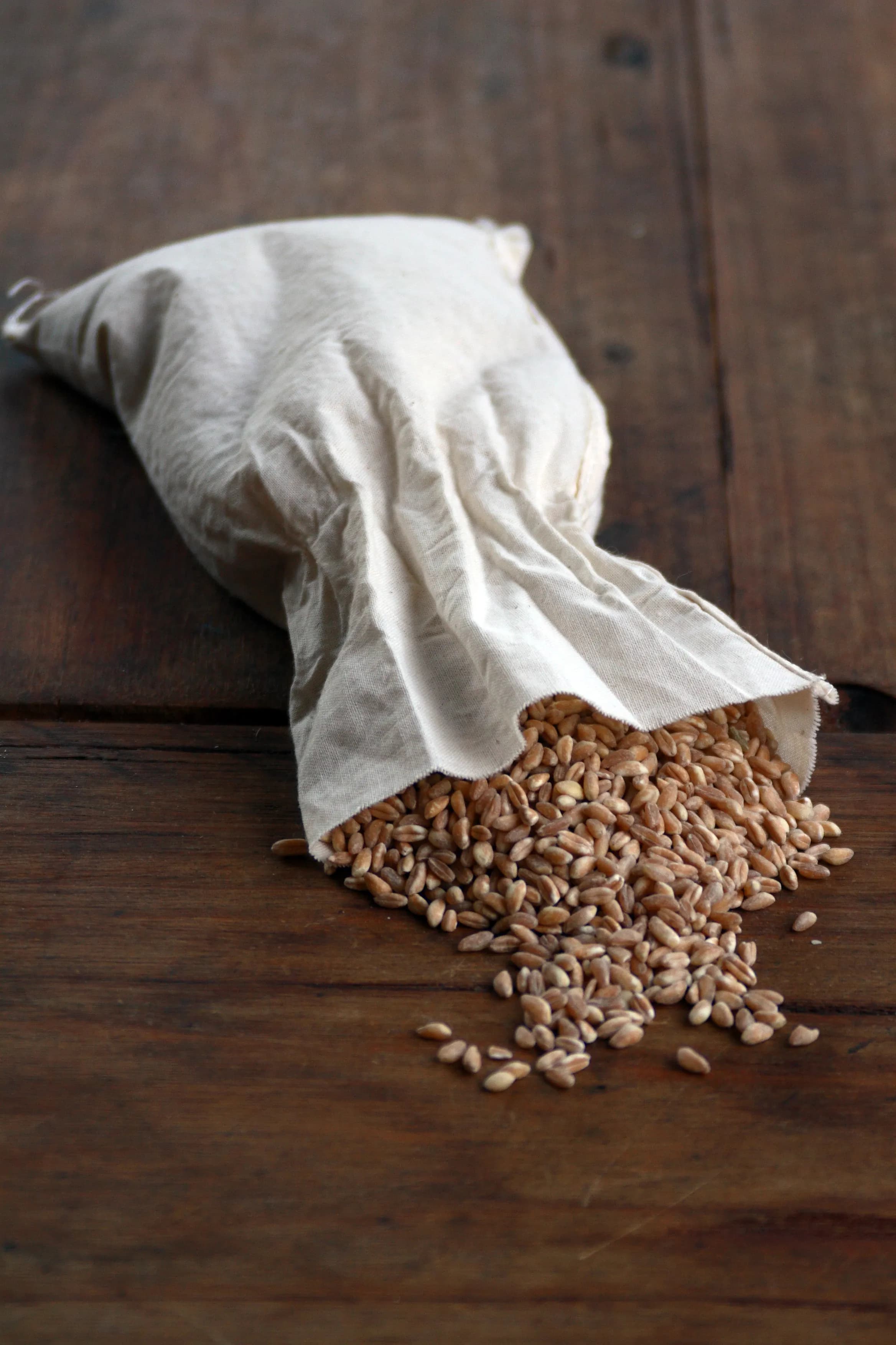 Rice grains spilling from a sack
